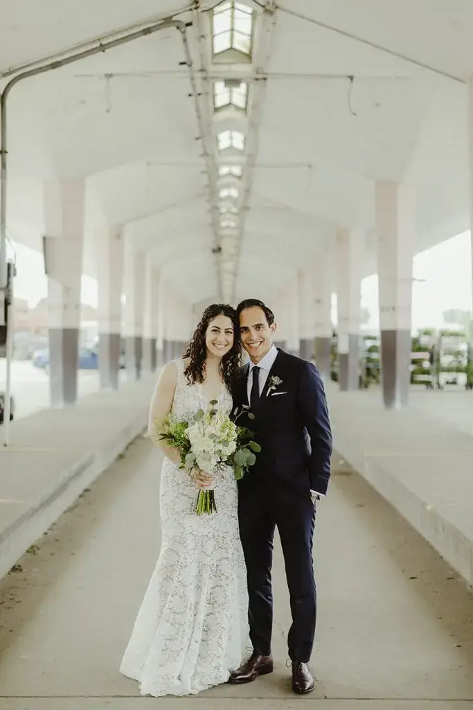 bride and groom portrait at their eastern market wedding