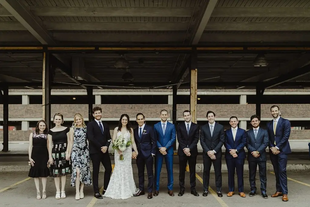 wedding party portrait at an eastern market wedding
