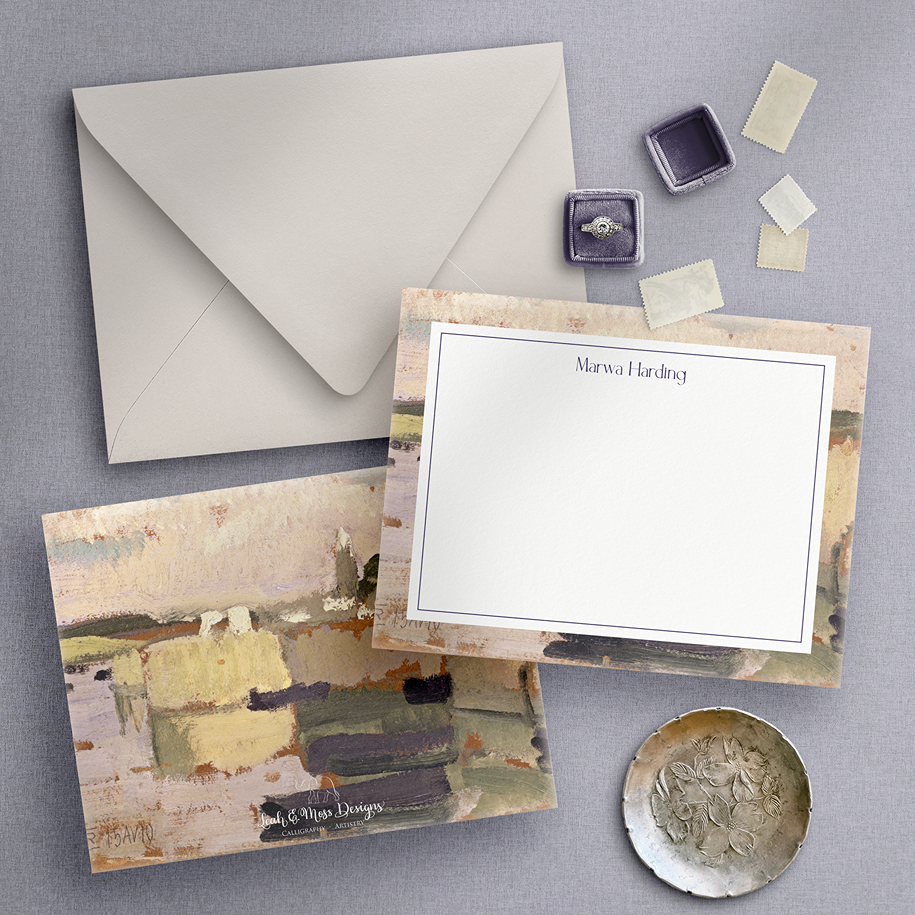 personalized wedding thank you notes with abstract art