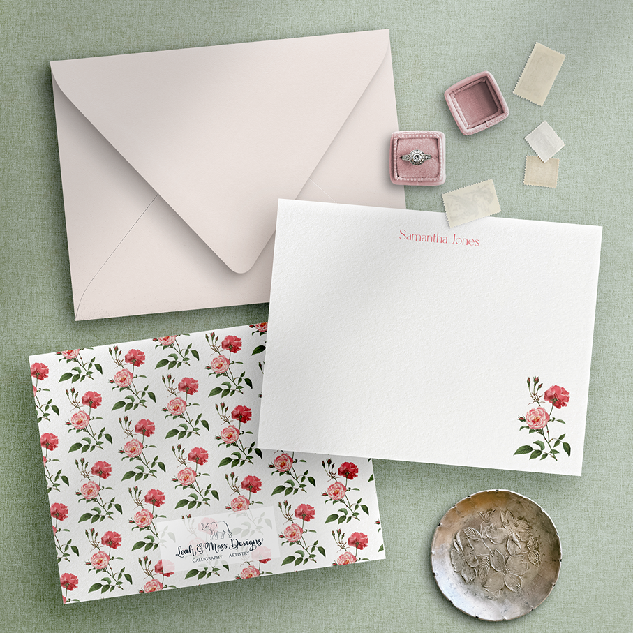 personalized wedding thank you notes with floral pattern