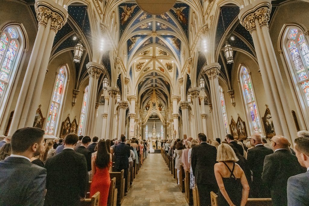 ceremony for a wedding at Notre Dame Basilica
