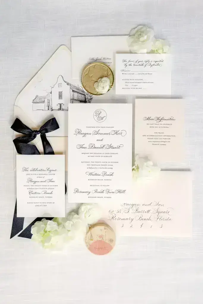 wedding invitations in a flatlay as an example of how much wedding invitations cost