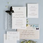 Brown and blue wedding invitation designed by Detroit artist Leah Sachs | Leah E. Moss Designs | Photo: Niki Marie Photography
