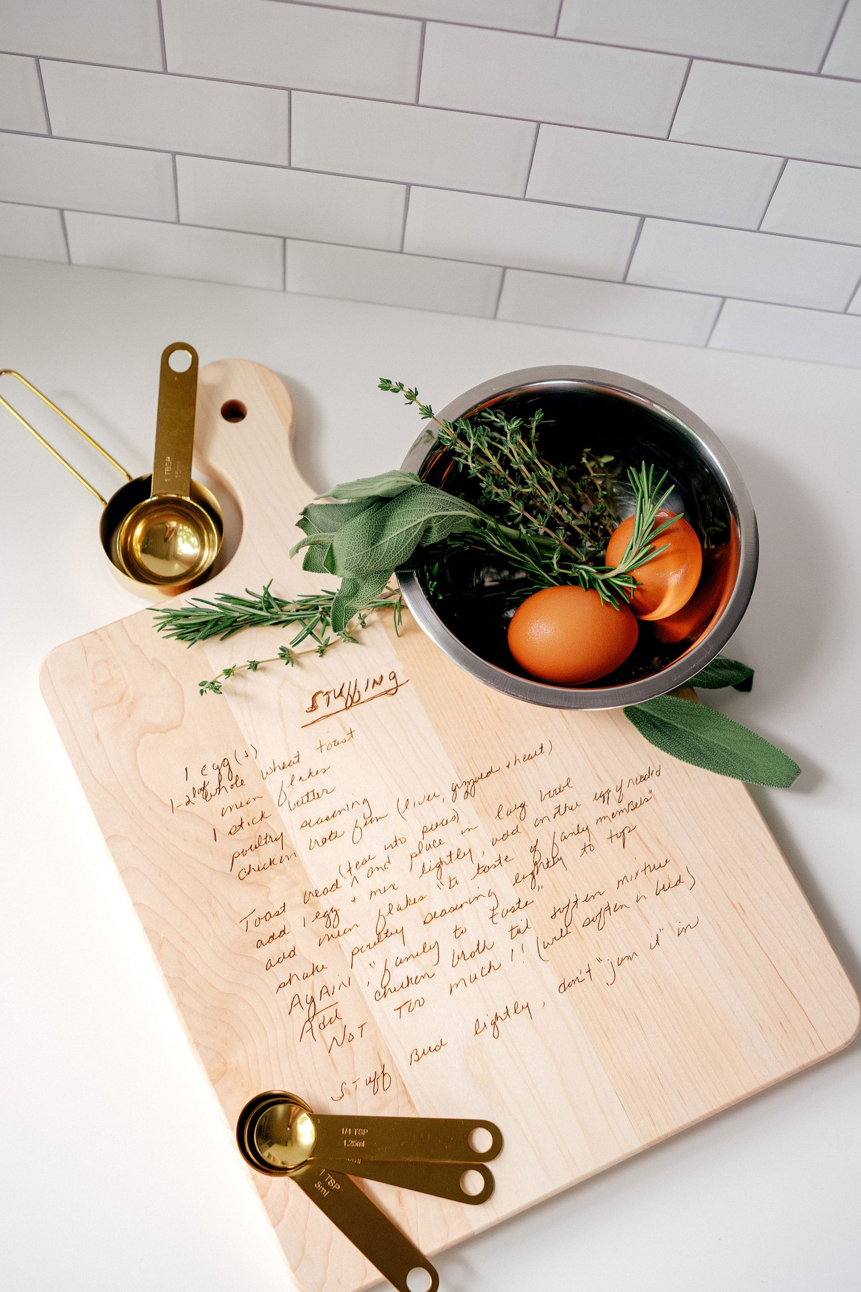 Stockists and wholesale vendors for Leah E. Moss Designs | recipe cutting board, Photo: Erin Schmidt Photography