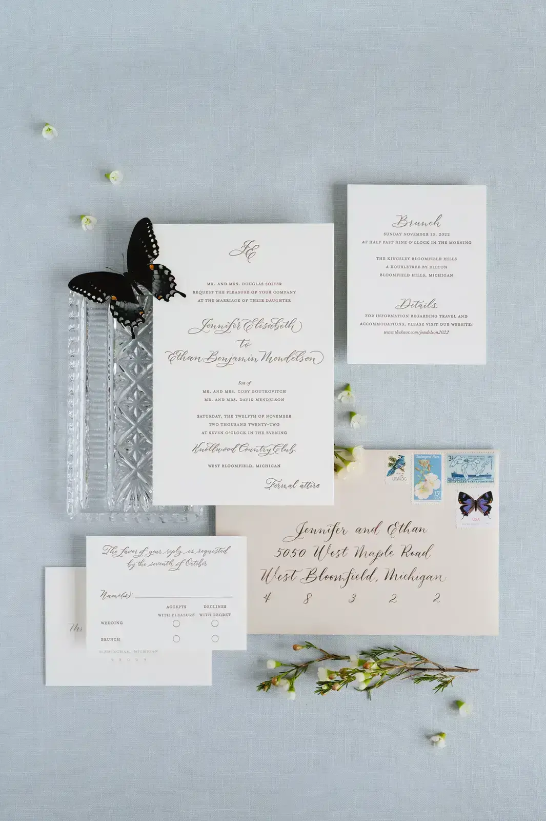 neutral and modern unique wedding invitation