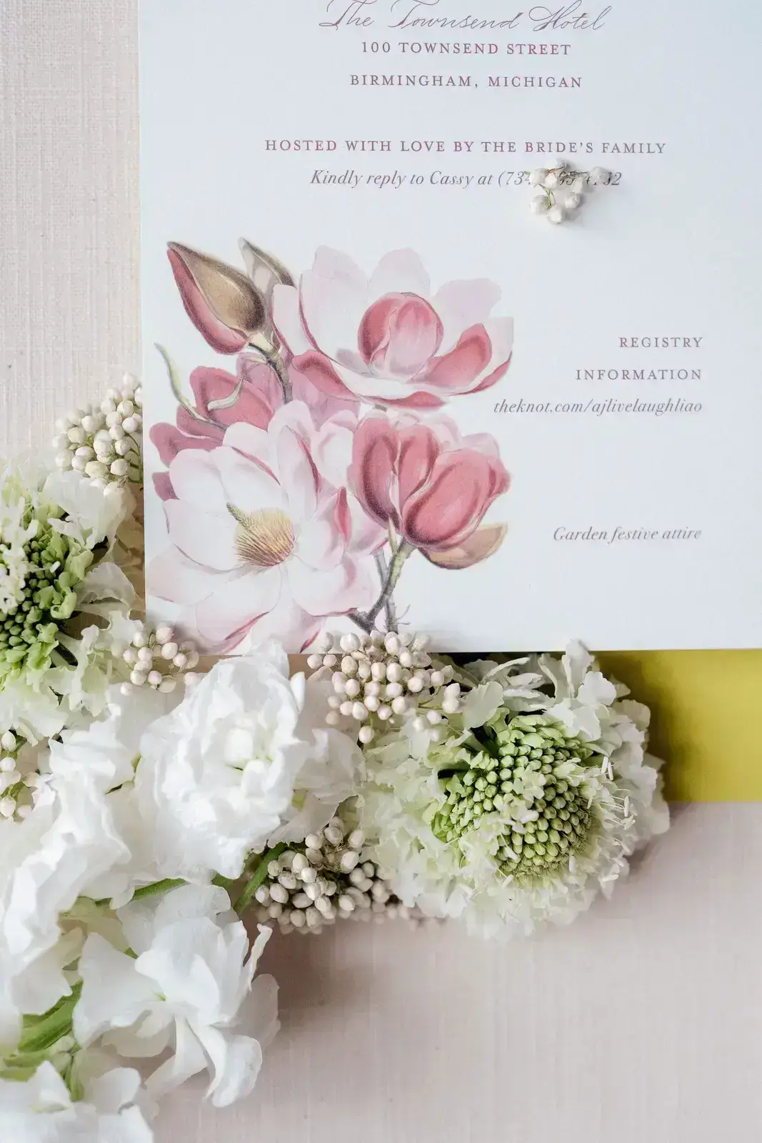 unique wedding invitation for bridal shower with magnolia