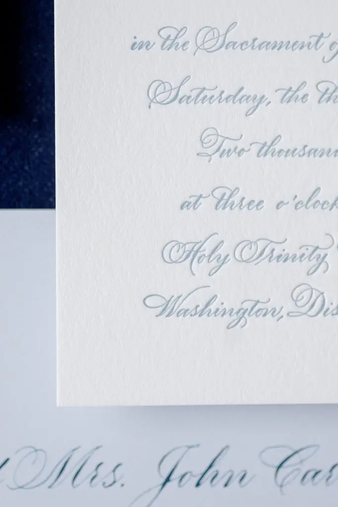 letterpress printed, unique wedding invitation detail
