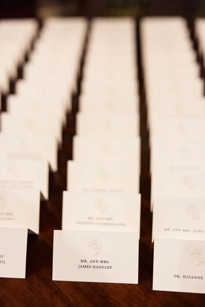 escort cards with monogram - Leah E. Moss Designs