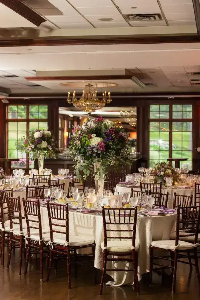 reception hall at Mansion at Oyster Bay wedding - from Leah E. Moss Designs