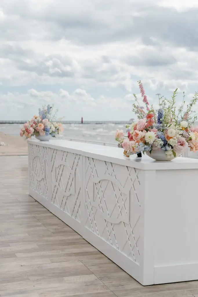 beachfront bar for a Lake Michigan wedding