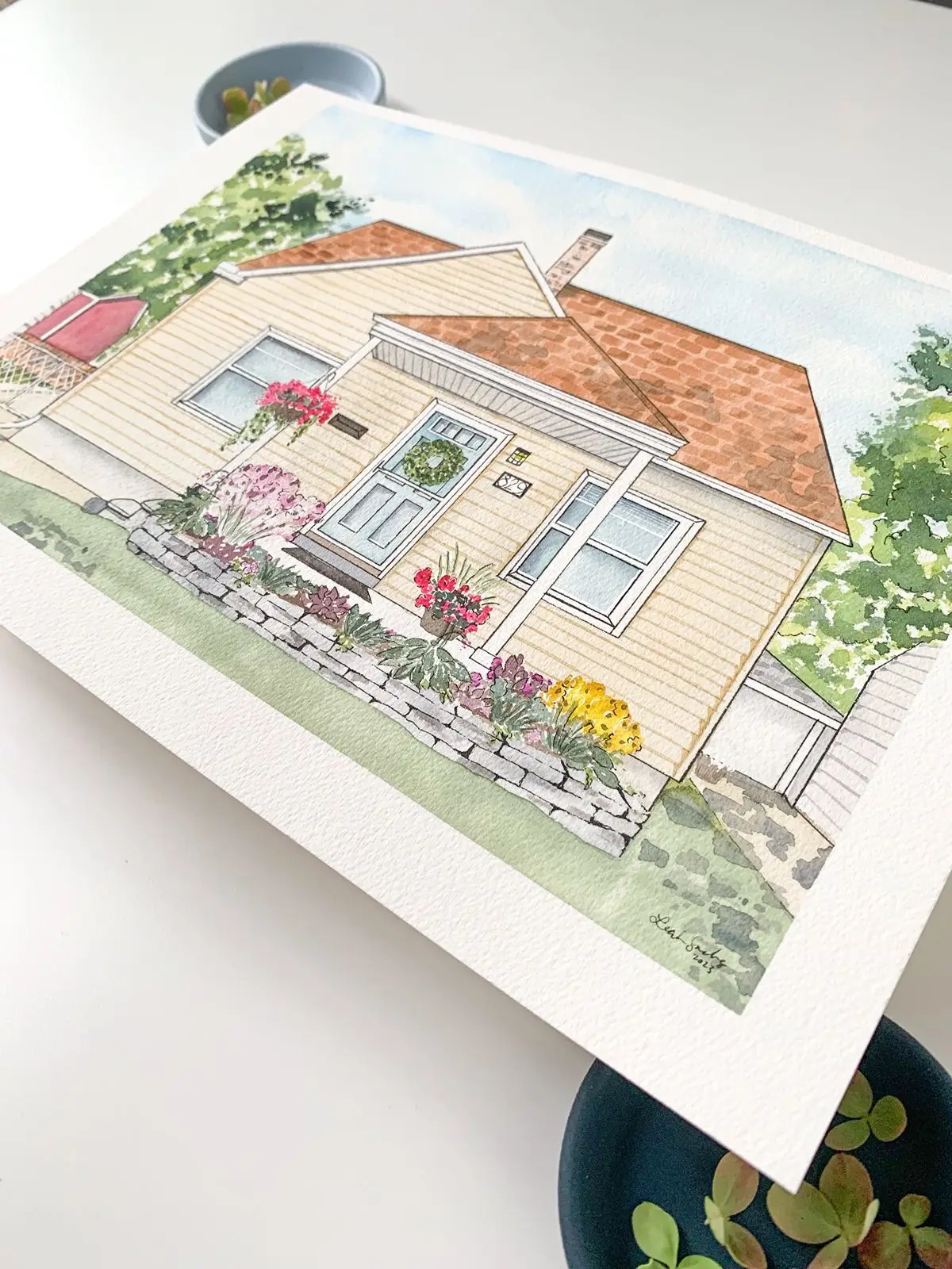 watercolor house portrait