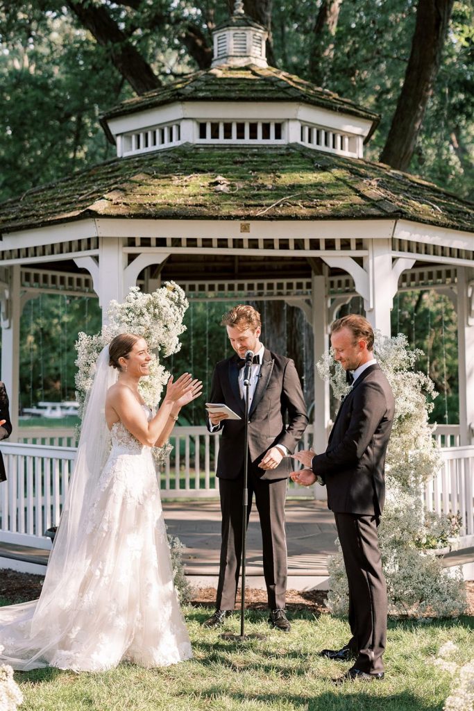 The Abbey Resort wedding vows exchanged by the bride and groom at the Westshore Pavilion